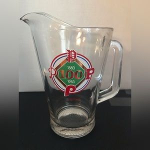 1983 Phillies 100 Years (1883-1983) Glass Pitcher by Roy Rogers Restaurant